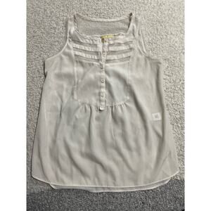 Vera Wang Princess Womens Sz Small Sheer Sleeveless Shell Scoop Neck Top Cream